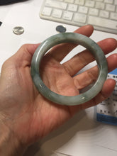 Load image into Gallery viewer, 59.2mm certified 100% natural Type A watermelon-rind green white Cool White Base with Misty Green Patches jadeite bangle PE32-2125
