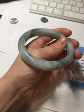 Load image into Gallery viewer, 59.2mm certified 100% natural Type A watermelon-rind green white Cool White Base with Misty Green Patches jadeite bangle PE32-2125
