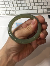 Load image into Gallery viewer, 53.1mm Certified 100% Natural light green gray black Nephrite Bangle HN144-6929
