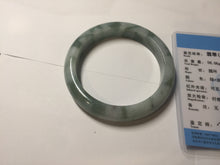 Load image into Gallery viewer, 58mm certified 100% natural Type A watermelon-rind green white Cool White Base with Misty Green Patches jadeite bangle PE33-2126
