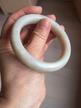 Load image into Gallery viewer, 54.6mm 100% Natural white/beige with floating dandelions nephrite jade bangle HT99
