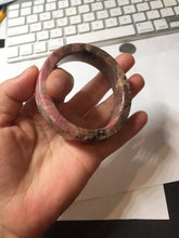 Load image into Gallery viewer, 50.5mm 100% natural pink/black/brown/black chubby round cut rose stone (Rhodonite) bangle SY135
