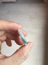 Load image into Gallery viewer, 28mm Type A 100% Natural white purple with green floating flowers Jadeite Jade Safety Guardian Button donuts couple pendant PB188
