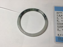 Load image into Gallery viewer, 56.5mm Certified Type A 100% Natural green/black/gray with dark green floating flowers slim round cut Jadeite bangle PD80-5758
