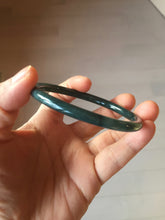 Load image into Gallery viewer, 60mm Certified Type A 100% Natural dark green/blue/gray with Guatemala slim round cut Jadeite bangle PH26-2336

