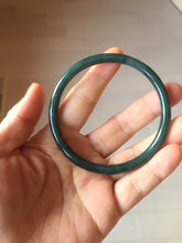 Load image into Gallery viewer, 60mm Certified Type A 100% Natural dark green/blue/gray with Guatemala slim round cut Jadeite bangle PH26-2336

