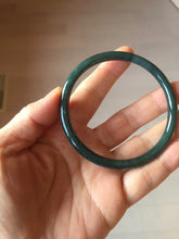 Load image into Gallery viewer, 60mm Certified Type A 100% Natural dark green/blue/gray with Guatemala slim round cut Jadeite bangle PH26-2336

