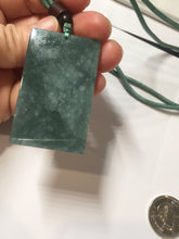 Load image into Gallery viewer, 100% natural blue gray white Guatemala  jadeite jade Photo engraving Guanyin (观音) rectangle safe and sound pendant/worry stone/decor PA248
