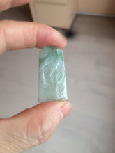 Load image into Gallery viewer, 100% Natural type A light green safe and sound pendant with the carved hieroglyph of &quot;Buddha&quot; jadeite Jade pendant group B99
