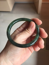 Load image into Gallery viewer, 55.7mm Certified 100% Natural Fresh Young Green/Dark Green/Black Green Ink Painting (绿水墨) Round Cut Nephrite (Wulanhai 乌兰海碧玉) Bangle HF135-7330
