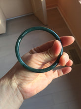 Load image into Gallery viewer, 60mm Certified Type A 100% Natural dark green/blue/gray with Guatemala slim round cut Jadeite bangle PH26-2336
