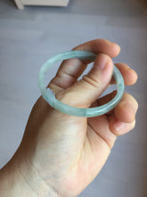 Load image into Gallery viewer, 50mm certified 100% natural Type A icy watery light green with green floating flower slim jadeite jade bangle PA122-(5484)
