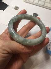 Load image into Gallery viewer, 58mm certified 100% natural Type A watermelon-rind green white Cool White Base with Misty Green Patches jadeite bangle PE33-2126
