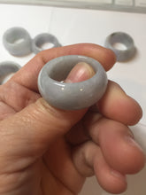 Load image into Gallery viewer, 100% natural type A light purple/green/white broad jadeite jade band ring thumb ring Pb42
