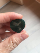 Load image into Gallery viewer, 100% Natural type A dark green/blue/black heart pinky promise(执子之手，与子偕老) Guatemala jadeite Jade pendant AX143
