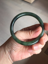Load image into Gallery viewer, 55.7mm Certified 100% Natural Fresh Young Green/Dark Green/Black Green Ink Painting (绿水墨) Round Cut Nephrite (Wulanhai 乌兰海碧玉) Bangle HF135-7330
