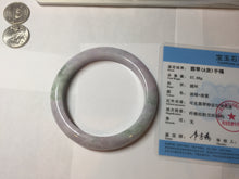 Load image into Gallery viewer, 60mm certified Type A 100% Natural light green purple Jadeite Jade bangle PC97-8466
