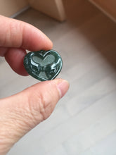 Load image into Gallery viewer, 100% Natural type A dark green/blue/black heart pinky promise(执子之手，与子偕老) Guatemala jadeite Jade pendant AX143
