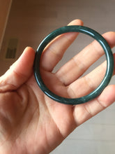 Load image into Gallery viewer, 59mm Certified Type A 100% Natural dark green/blue/gray with Guatemala slim round cut Jadeite bangle PH25-2342
