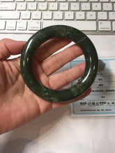 Load image into Gallery viewer, 57mm certified 100% Natural dark green/black Ocean Waves chubby round cut nephrite bangle HN186-0884
