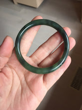 Load image into Gallery viewer, 55.7mm Certified 100% Natural Fresh Young Green/Dark Green/Black Green Ink Painting (绿水墨) Round Cut Nephrite (Wulanhai 乌兰海碧玉) Bangle HF135-7330
