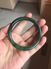 Load image into Gallery viewer, 55.7mm Certified 100% Natural Fresh Young Green/Dark Green/Black Green Ink Painting (绿水墨) Round Cut Nephrite (Wulanhai 乌兰海碧玉) Bangle HF135-7330
