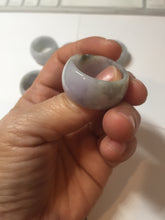 Load image into Gallery viewer, 100% natural type A light purple/green/white broad jadeite jade band ring thumb ring Pb42
