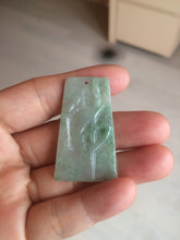 Load image into Gallery viewer, 100% Natural type A light green safe and sound pendant with the carved hieroglyph of &quot;Buddha&quot; jadeite Jade pendant group B99
