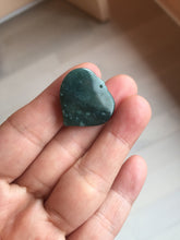 Load image into Gallery viewer, 100% Natural type A dark green/blue/black heart pinky promise(执子之手，与子偕老) Guatemala jadeite Jade pendant AX143
