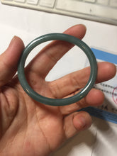 Load image into Gallery viewer, 51.5mm Certified Type A 100% Natural dark green/blue/gray Guatemala slim round cut oval Jadeite bangle BP190-2467
