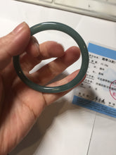 Load image into Gallery viewer, 51.5mm Certified Type A 100% Natural dark green/blue/gray Guatemala slim round cut oval Jadeite bangle BP190-2467
