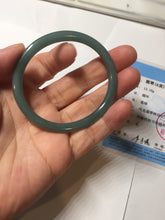 Load image into Gallery viewer, 51.5mm Certified Type A 100% Natural dark green/blue/gray Guatemala slim round cut oval Jadeite bangle BP190-2467
