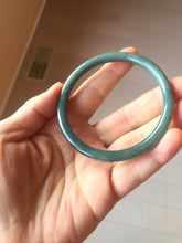 Load image into Gallery viewer, 56.8mm Certified Type A 100% Natural dark green/blue/gray with Guatemala slim round cut Jadeite bangle PH23-2343 56.8/5.8/5.7mm
