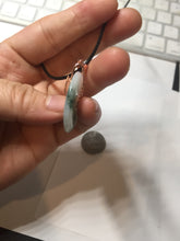 Load image into Gallery viewer, 28mm Type A 100% Natural white purple with green floating flowers Jadeite Jade Safety Guardian Button donuts couple pendant PB188
