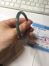 Load image into Gallery viewer, 51.5mm Certified Type A 100% Natural dark green/blue/gray Guatemala slim round cut oval Jadeite bangle BP190-2467
