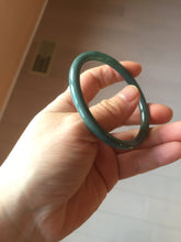 Load image into Gallery viewer, 56.8mm Certified Type A 100% Natural dark green/blue/gray with Guatemala slim round cut Jadeite bangle PH23-2343 56.8/5.8/5.7mm
