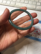 Load image into Gallery viewer, 51.5mm Certified Type A 100% Natural dark green/blue/gray Guatemala slim round cut oval Jadeite bangle BP190-2467
