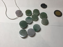Load image into Gallery viewer, 100% Natural type A icy watery light green/purple/gary Jadeite Jade round cake  pendant group F151
