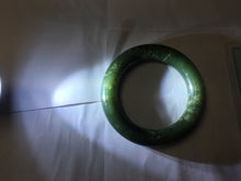 Load image into Gallery viewer, 57mm certified 100% Natural dark green/black Ocean Waves chubby round cut nephrite bangle HN186-0884
