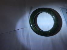 Load image into Gallery viewer, 57mm certified 100% Natural dark green/black Ocean Waves chubby round cut nephrite bangle HN186-0884
