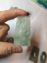 Load image into Gallery viewer, 100% Natural type A light green safe and sound pendant with the carved hieroglyph of &quot;Buddha&quot; jadeite Jade pendant group B99
