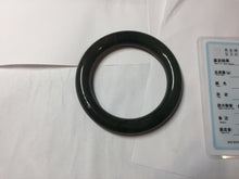 Load image into Gallery viewer, 57.4mm certified 100% Natural dark green/black chubby round cut nephrite bangle HN187-0153
