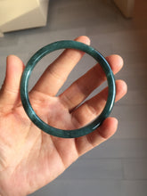 Load image into Gallery viewer, 61.2mm Certified Type A 100% Natural dark green/blue/gray with Guatemala slim round cut Jadeite bangle PH24-2339
