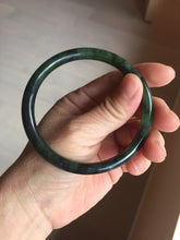 Load image into Gallery viewer, 62mm Certified 100% Natural Fresh Young Green/Dark Green/Black Green Ink Painting (绿水墨) Round Cut Nephrite (Wulanhai 乌兰海碧玉) Bangle HF133-7301
