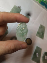 Load image into Gallery viewer, 100% Natural type A light green safe and sound pendant with the carved hieroglyph of &quot;Buddha&quot; jadeite Jade pendant group B99
