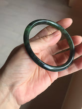 Load image into Gallery viewer, 62mm Certified 100% Natural Fresh Young Green/Dark Green/Black Green Ink Painting (绿水墨) Round Cut Nephrite (Wulanhai 乌兰海碧玉) Bangle HF133-7301
