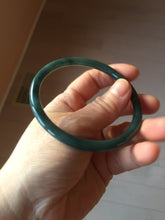 Load image into Gallery viewer, 61.2mm Certified Type A 100% Natural dark green/blue/gray with Guatemala slim round cut Jadeite bangle PH24-2339
