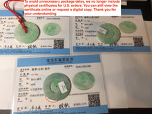 Load image into Gallery viewer, 38-39mm Type A 100% Natural sunny green/white Jadeite Jade concentric circle safety Guardian ring Pendant (子母扣,同心环) PC2
