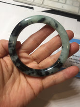 Load image into Gallery viewer, 58.5mm certified 100% natural type A dark green white with green floating flowers jadeite bangle PH148-5855

