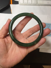 Load image into Gallery viewer, 62mm certified 100% Natural dark green/black round cut nephrite (碧玉)  bangle HN18-9161
